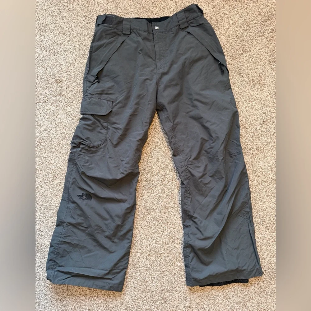 The North Face Snow Pants Mens Large Black Logo Lined Skiing Snowboarding Hyvent